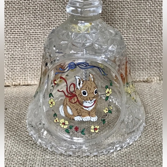 Vintage Bunny Rabbit Crystal Bell Holiday Easter Cottage Core Woodland Animal - Picture 1 of 6